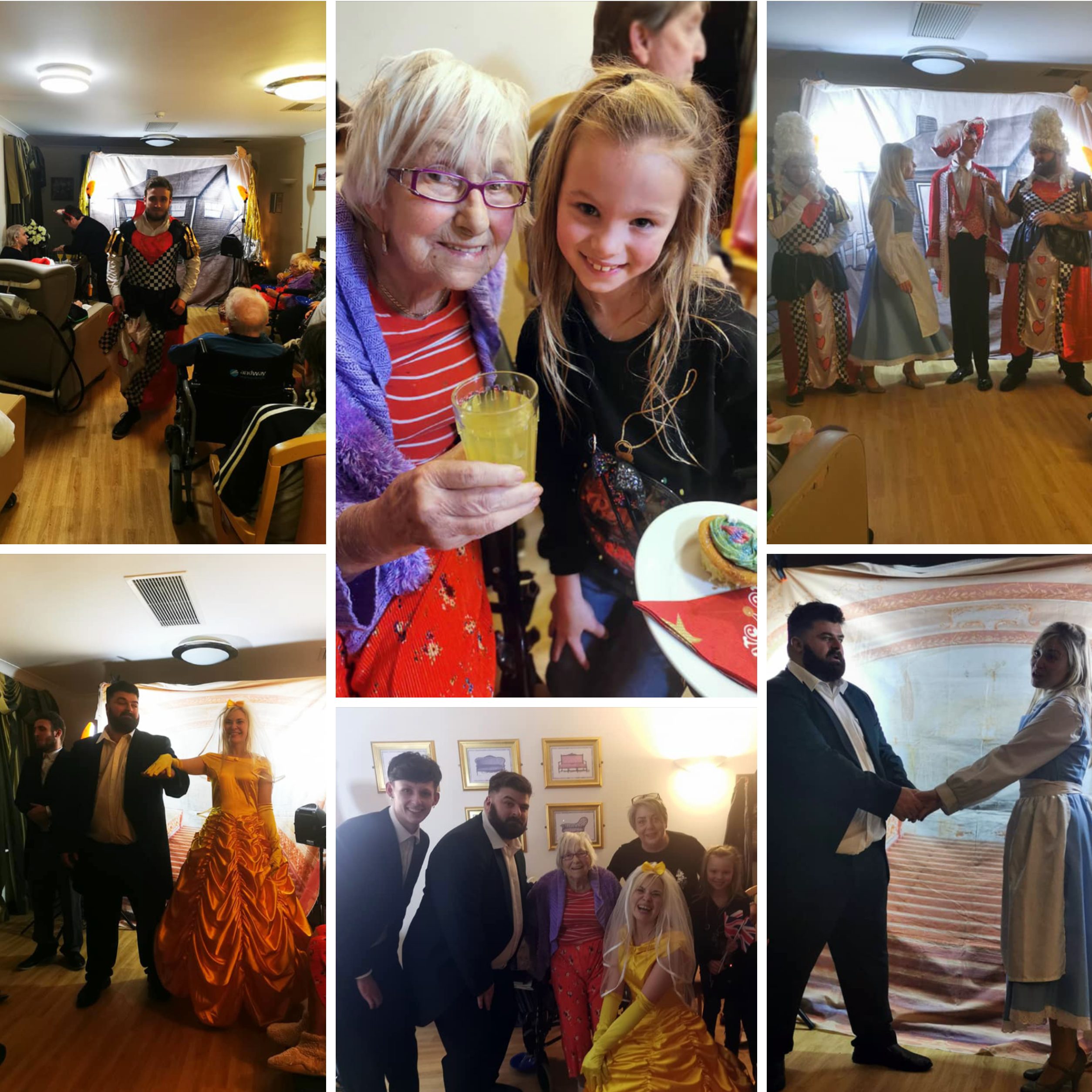 Aspen Grange Care Home residents, their relatives, and team members enjoy a performance of Beauty and the Beast from Tickled Pink Productions.